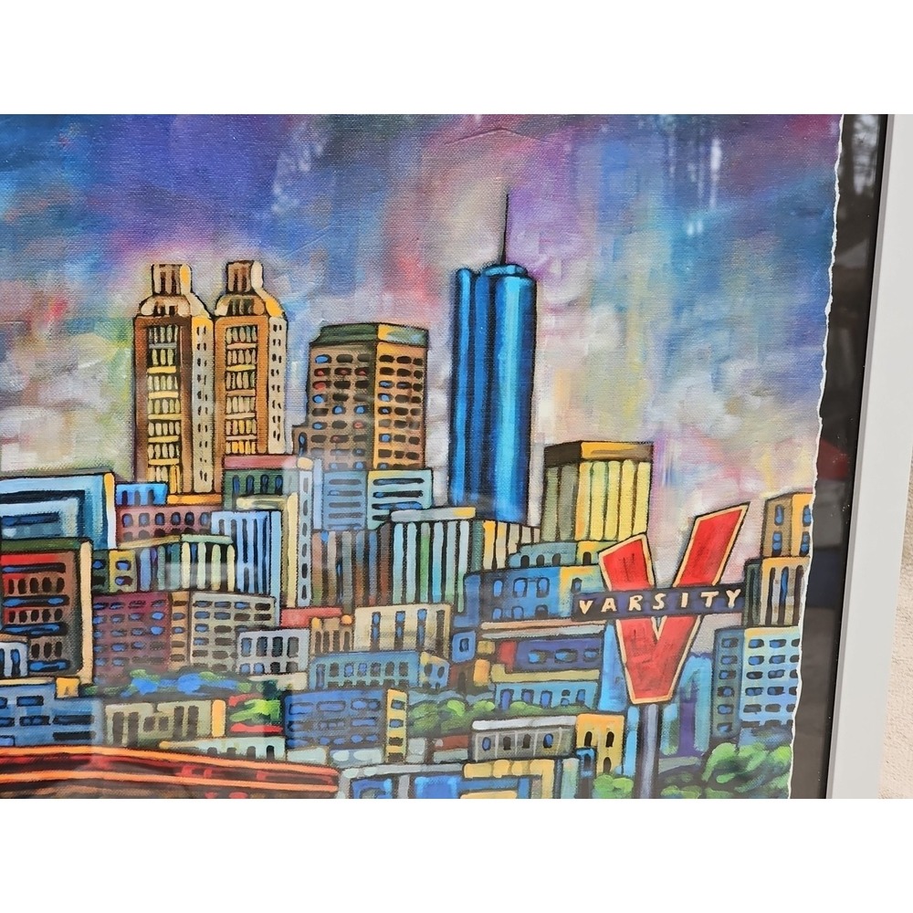 Atlanta Skyline Print The Varsity Drive-In 21x17 Outsider Art City Landscape - Picture 3 of 10